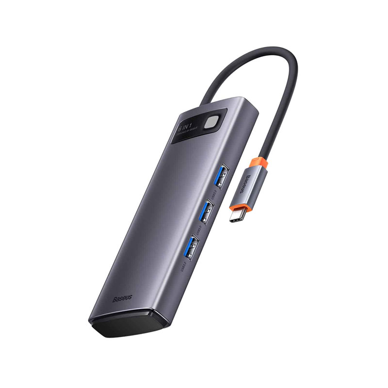 Baseus Metal Gleam Series 6-in-1 Multifunctional Type-C HUB Docking Station Gray