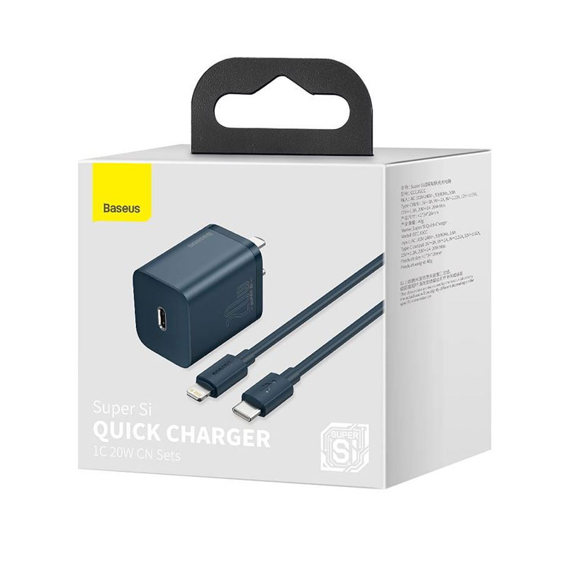 Baseus Super Si Quick Charger 1C 20W CN Sets Cable TYPE-C to Lightning 1m