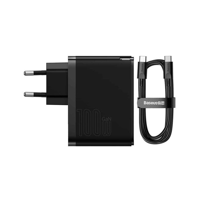 Baseus GaN5 Pro Fast Charger C+U 100W EU Type-C to Type-C 100W(20V/5A) Cable 1m