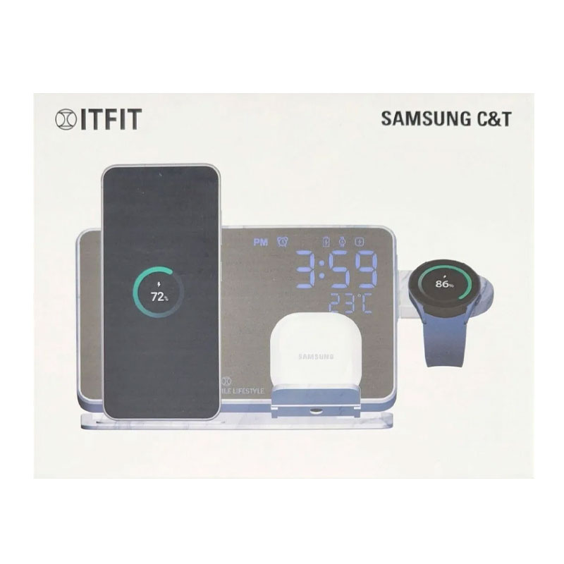 Samsung ITFIT C&T 3-In-1 Multifunction Wireless Charger (With 30W Travel Adaptor)