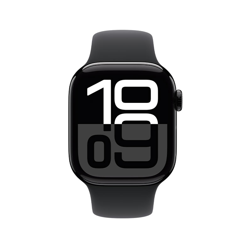 Apple Watch 10 42mm, GPS Jet Black Aluminium with Black Sport Band S/M